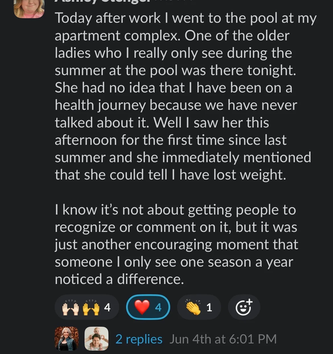 Client win shared in the Nurture community