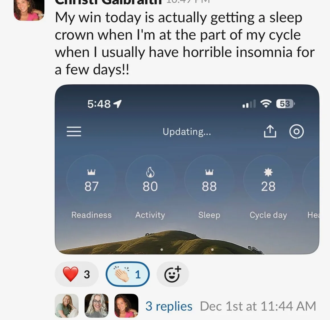 Client win shared in the Nurture community