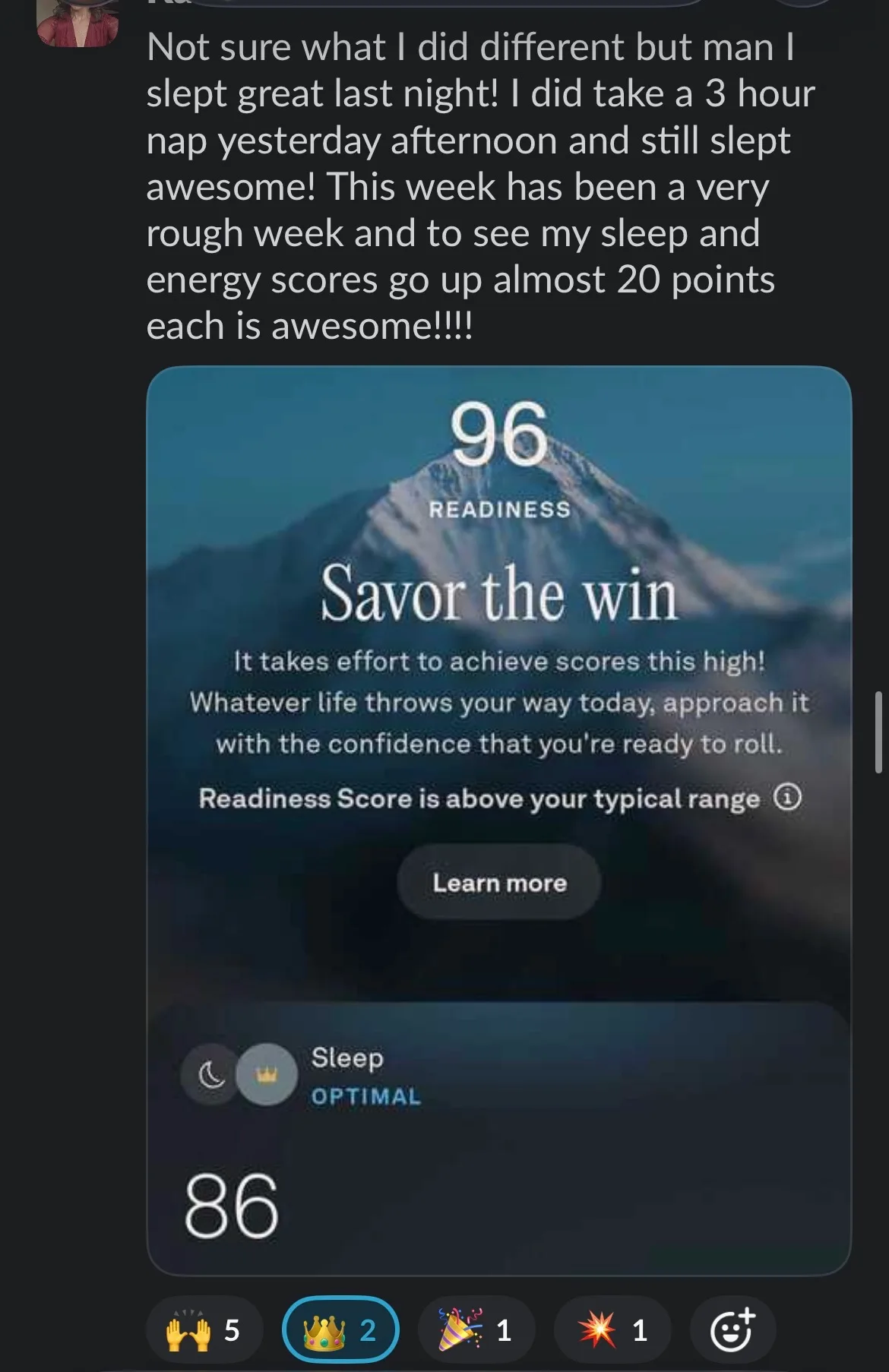 Client win shared in the Nurture community